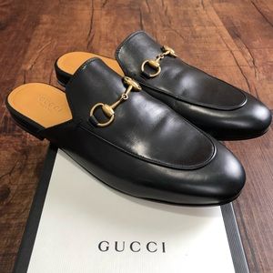 Worn once! Gucci Princetown Leather Slipper Mules Loafers 37.5 Black
